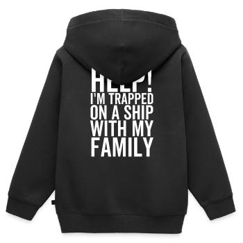 Hilfe Ich bin mit meiner Familie auf einem Schiff gefangen - Kinder Premium Organic Zip Hoodie - Schwarz - Hinten - AI Model Kid Male (0cm)