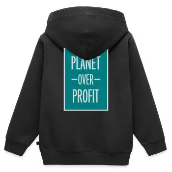 Planète sur le devis de profit - Sweat Premium à capuche zippé enfant bio - noir - Dos - AI Model Kid Male (0cm)