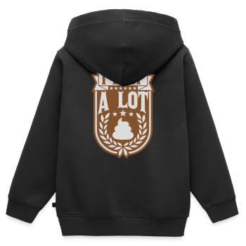 Je fais beaucoup caca - Sweat Premium à capuche zippé enfant bio - noir - Dos - AI Model Kid Male (0cm)