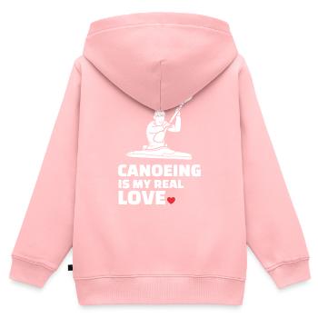 Ich Liebe Kanufahren Für Alle die Kajak und Kanu - Kinder Premium Organic Zip Hoodie - Rosa - Hinten - AI Model Kid Female (0cm)