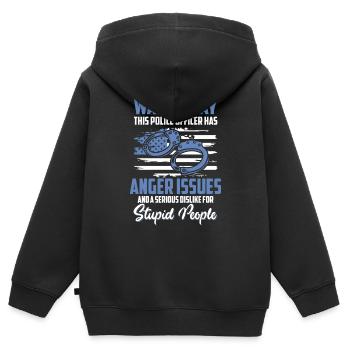 Shérif policier - Sweat Premium à capuche zippé enfant bio - noir - Dos - AI Model Kid Male (0cm)