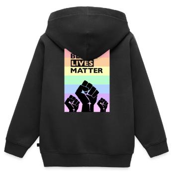 Black Lives Matter Rainbow - Kinder Premium Organic Zip Hoodie - Schwarz - Hinten - AI Model Kid Male (0cm)