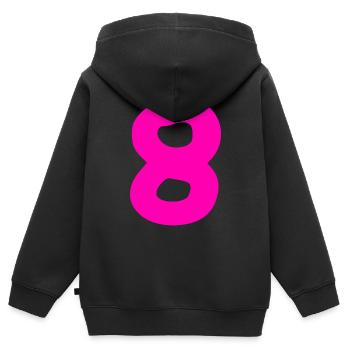 8 ans anniversaire rose - Sweat Premium à capuche zippé enfant bio - noir - Dos - AI Model Kid Male (0cm)