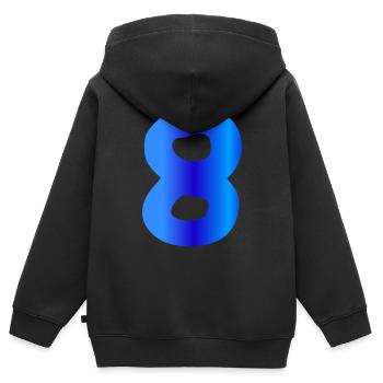 8 ans anniversaire bleu - Sweat Premium à capuche zippé enfant bio - noir - Dos - AI Model Kid Male (0cm)