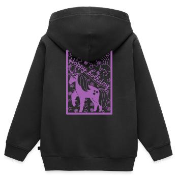 Anniversaire pour les enfants - Sweat Premium à capuche zippé enfant bio - noir - Dos - AI Model Kid Male (0cm)