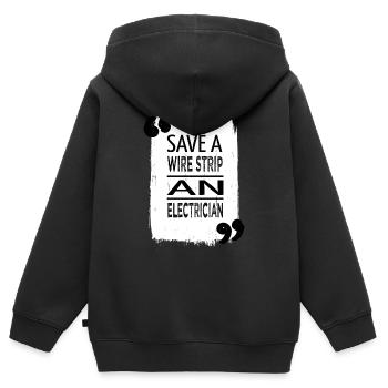 Électricien Bib Café Devis Socket Lineman - Sweat Premium à capuche zippé enfant bio - noir - Dos - AI Model Kid Male (0cm)
