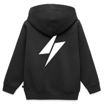 Logo blanc tonnerre - Sweat Premium à capuche zippé enfant bio - noir - Dos - AI Model Kid Male (0cm)