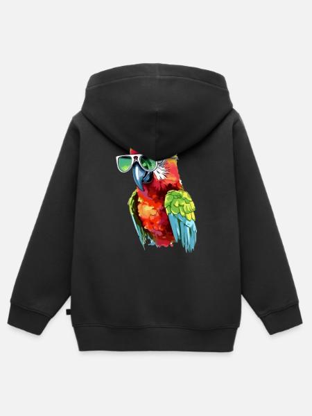 Jack der Papagei - Kinder Premium Organic Zip Hoodie - Schwarz