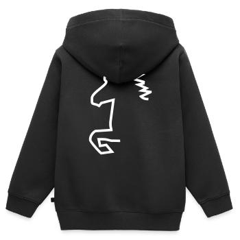 Islandpferd - Kinder Premium Organic Zip Hoodie - Schwarz - Hinten - AI Model Kid Male (0cm)
