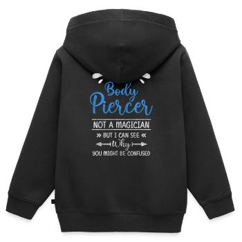 Piercer Stechen Schmerz - Kinder Premium Organic Zip Hoodie - Schwarz - Hinten - AI Model Kid Male (0cm)
