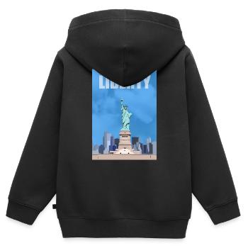 statue de la liberté - Sweat Premium à capuche zippé enfant bio - noir - Dos - AI Model Kid Male (0cm)