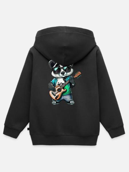 Panda Wippe - Kinder Premium Organic Zip Hoodie - Schwarz