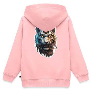 Tiger Tattoo Cyberpunk Roboter - Kinder Premium Organic Zip Hoodie - Rosa - Hinten - AI Model Kid Female (0cm)