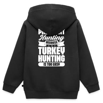 Pheasant hunting because Turkey hunting is too - Kinder Premium Organic Zip Hoodie - Schwarz - Hinten - AI Model Kid Male (0cm)