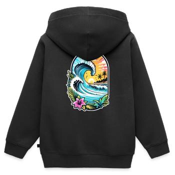 Surfing Beach Palm Tree Sunshine Holidays - Kids Premium Organic Zip-up Hoodie - black - Back - AI Model Kid Male (0cm)