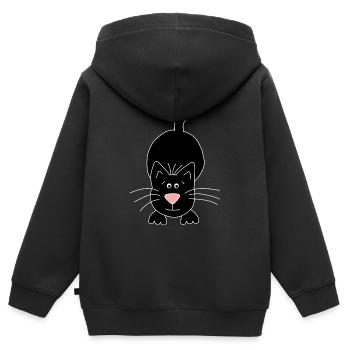 schwarze Katze - Kinder Premium Organic Zip Hoodie - Schwarz - Hinten - AI Model Kid Male (0cm)