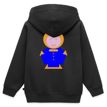 Comic Style, Fantasy, Männchen bunt, freundlich - Kinder Premium Organic Zip Hoodie - Schwarz - Hinten - AI Model Kid Male (0cm)