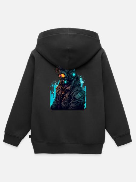 Cyberspace Hacker - Kinder Premium Organic Zip Hoodie - Schwarz
