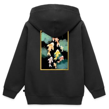 Koi-Karpfen Goldene Nacht - Kinder Premium Organic Zip Hoodie - Schwarz - Hinten - AI Model Kid Male (0cm)