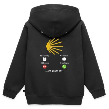 Der Jakobsweg ruft an - ich muss los - Spruch - Kinder Premium Organic Zip Hoodie - Schwarz - Hinten - AI Model Kid Male (0cm)