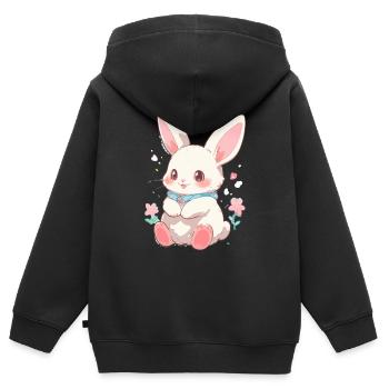Hase Ostern Süß - Kinder Premium Organic Zip Hoodie - Schwarz - Hinten - AI Model Kid Male (0cm)