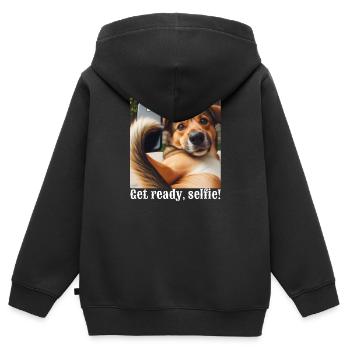 Mach dich bereit, Selfie-1 - Kinder Premium Organic Zip Hoodie - Schwarz - Hinten - AI Model Kid Male (0cm)