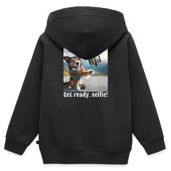 Mach dich bereit, Selfie-3 - Kinder Premium Organic Zip Hoodie - Schwarz - Hinten - AI Model Kid Male (0cm)