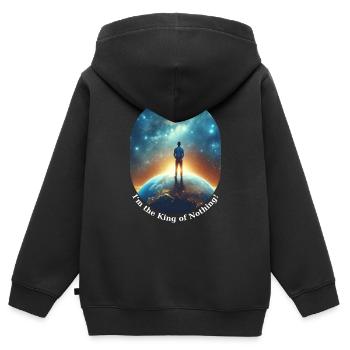Ich bin der König des Nichts - Kinder Premium Organic Zip Hoodie - Schwarz - Hinten - AI Model Kid Male (0cm)