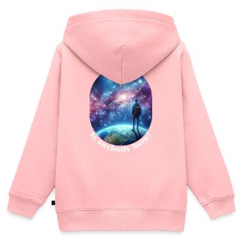 Ist jemand hier? - Kinder Premium Organic Zip Hoodie - Rosa - Hinten - AI Model Kid Female (0cm)