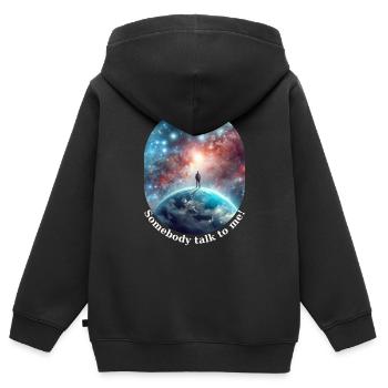 Jemand redet mit mir - Kinder Premium Organic Zip Hoodie - Schwarz - Hinten - AI Model Kid Male (0cm)