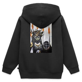 Dolmengöttin Langeneichstädt 10 - Kinder Premium Organic Zip Hoodie - Schwarz - Hinten - AI Model Kid Male (0cm)