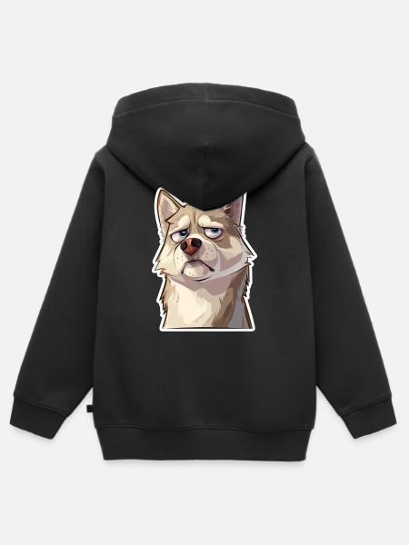 Grumpy the Husky - Kinder Premium Organic Zip Hoodie - Schwarz