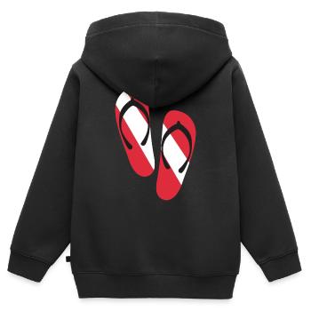 Slippers Red and White - Kinder Premium Organic Zip Hoodie - Schwarz - Hinten - AI Model Kid Male (0cm)