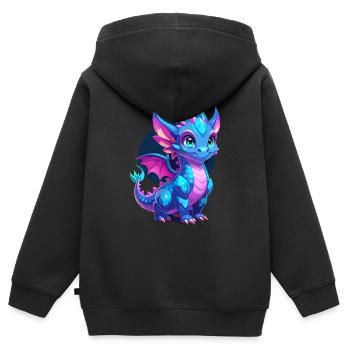 Mignon Dragon à écailles bleues - Sweat Premium à capuche zippé enfant bio - noir - Dos - AI Model Kid Male (0cm)