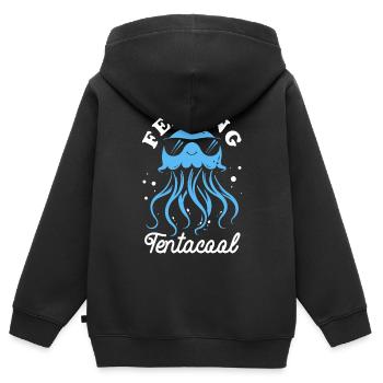Feeling Tentacool - Méduse avec des tentacules - Sweat Premium à capuche zippé enfant bio - noir - Dos - AI Model Kid Male (0cm)
