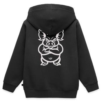 pig animal - Kinder Premium Organic Zip Hoodie - Schwarz - Hinten - AI Model Kid Male (0cm)