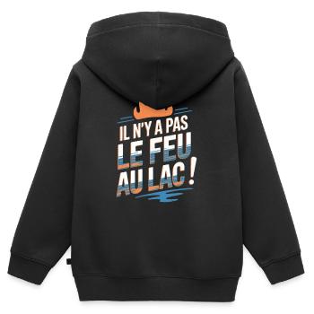Il n'y a pas le feu au lac - Sweat Premium à capuche zippé enfant bio - noir - Dos - AI Model Kid Male (0cm)