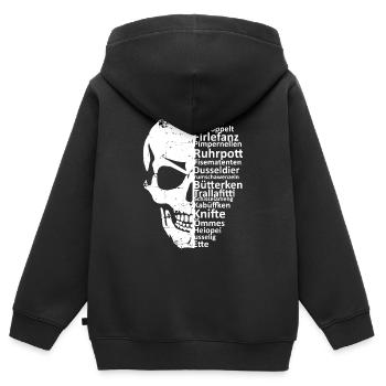 Ruhrpottskull - Kinder Premium Organic Zip Hoodie - Schwarz - Hinten - AI Model Kid Male (0cm)