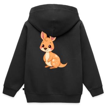 Verspieltes Cartoon-Känguru - Kinder Premium Organic Zip Hoodie - Schwarz - Hinten - AI Model Kid Male (0cm)