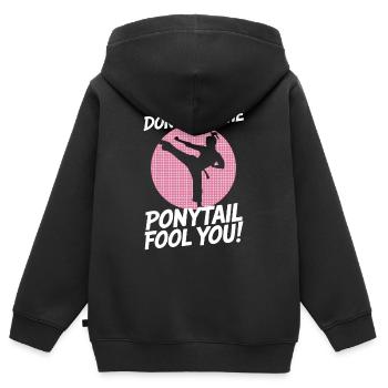 La force dans chaque coup - Sweat Premium à capuche zippé enfant bio - noir - Dos - AI Model Kid Male (0cm)