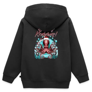 Frohe Krakmas! (Weihnachts-Oktopus) - Kinder Premium Organic Zip Hoodie - Schwarz - Hinten - AI Model Kid Male (0cm)