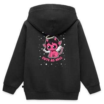 Mignon comme l’enfer - Sweat Premium à capuche zippé enfant bio - noir - Dos - AI Model Kid Male (0cm)