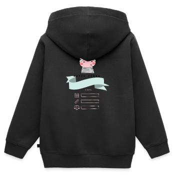 Cadeau personnalisé pour la naissance - petite fille - Sweat Premium à capuche zippé enfant bio - noir - Dos - AI Model Kid Male (0cm)