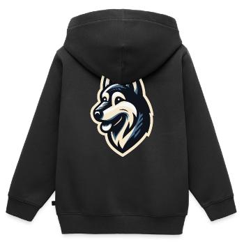 Husky de profil - Sweat Premium à capuche zippé enfant bio - noir - Dos - AI Model Kid Male (0cm)