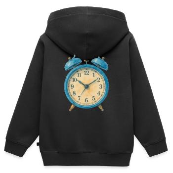 Réveil Aquarelle - Sweat Premium à capuche zippé enfant bio - noir - Dos - AI Model Kid Male (0cm)