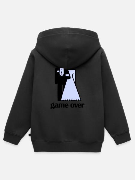 Wedding Game Over - Kids Premium Organic Zip-up Hoodie - black