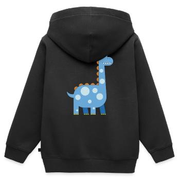joyeux dinosaure en peluche enfant doux préhistoire - Sweat Premium à capuche zippé enfant bio - noir - Dos - AI Model Kid Male (0cm)