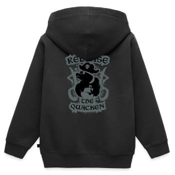 Release The Quacken - Kids Premium Organic Zip-up Hoodie - black - Back - AI Model Kid Male (0cm)