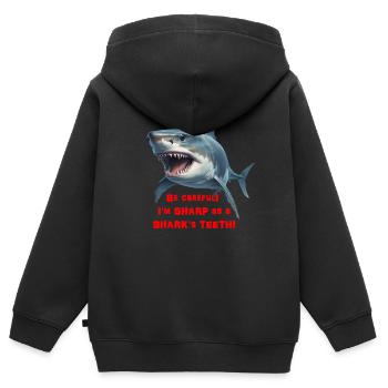 Scharf wie ein Hai - Kinder Premium Organic Zip Hoodie - Schwarz - Hinten - AI Model Kid Male (0cm)