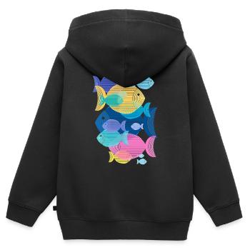 Pisces (Shoal, Pattern) - Kids Premium Organic Zip-up Hoodie - black - Back - AI Model Kid Male (0cm)